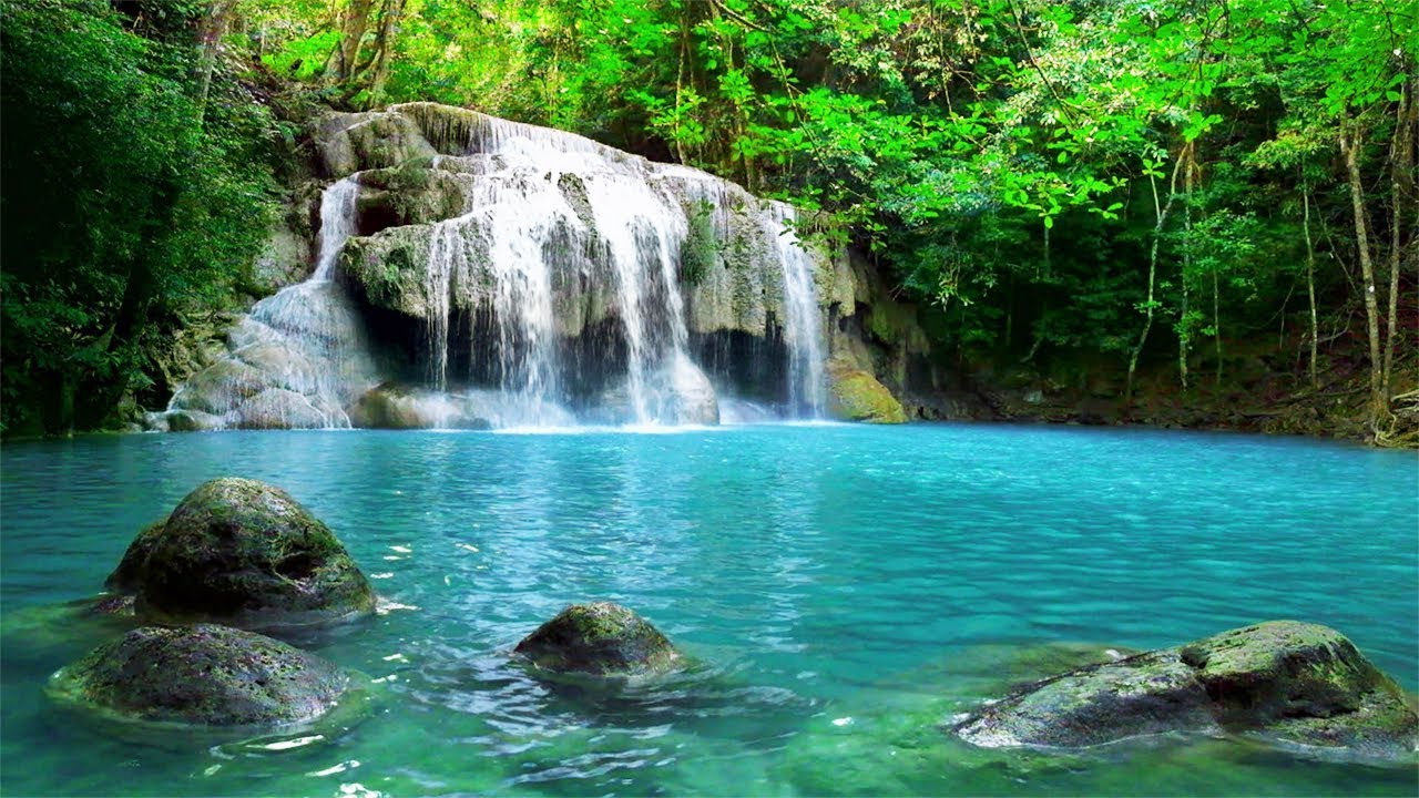 serene waterfall background